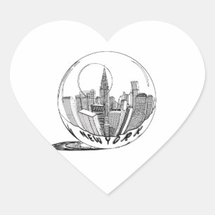 New York in a glass ball Heart Sticker