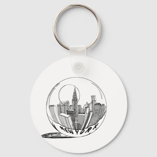 New York in a glass ball Keychain (Front)
