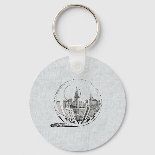 New York in a glass ball Keychain (Front)