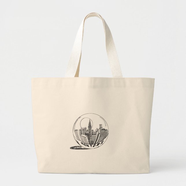 New York in a glass ball Large Tote Bag (Front)