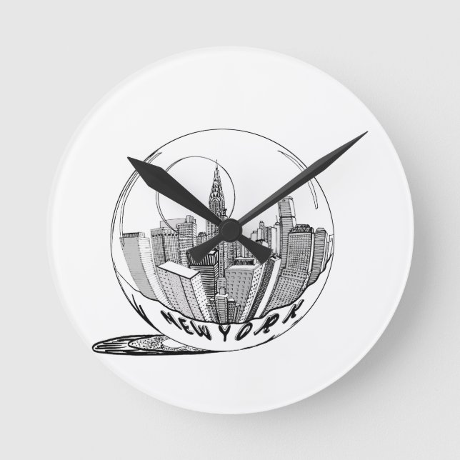 New York in a glass ball Round Clock (Front)