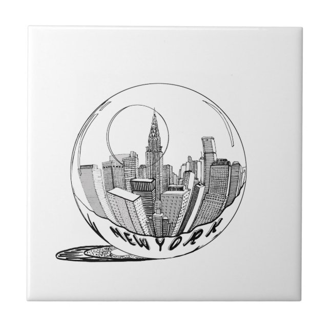 New York in a glass ball Tile (Front)