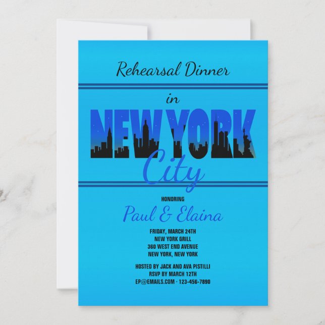 New York in Blue Invitation (Front)