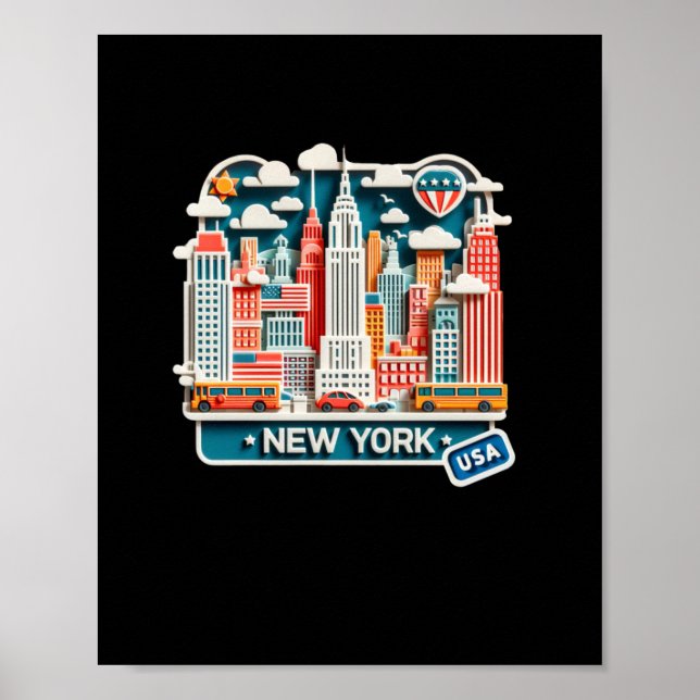New York In Usa Sticker  Poster (Front)