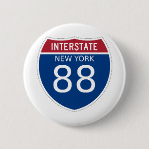 New York Interstate Sign 2 Inch Round Button