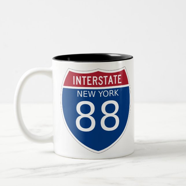New York Interstate Sign Two-Tone Coffee Mug (Left)