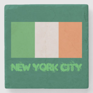 New York Irish American Keepsake, NYC Ireland Flag Stone Coaster