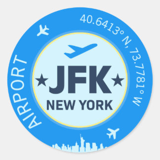 New York JFK Classic Round Sticker