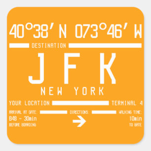 New York JFK International Airport Code Square Sticker