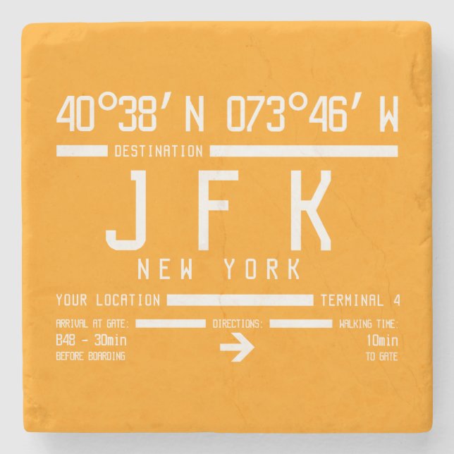 New York JFK International Airport Code Stone Coaster (Front)