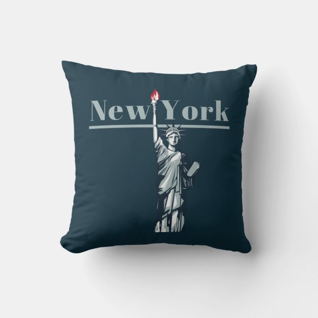 New York - Lady Liberty Throw Pillow (Front)