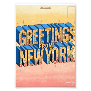 New York Large Letter Postcard Poster