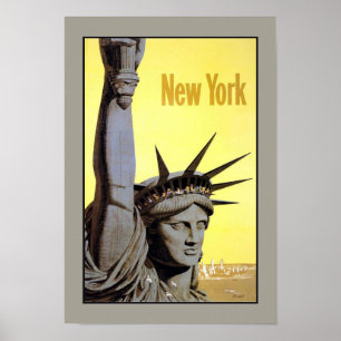 New York Liberty Statue Vintage Travel Poster