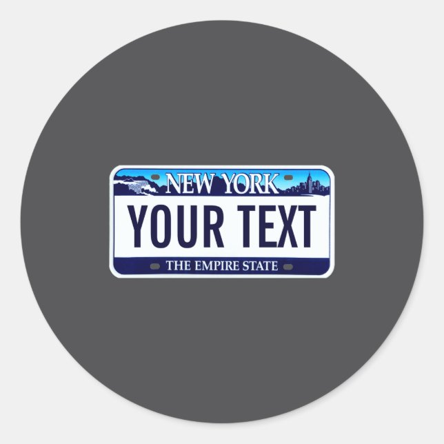 New York License Plate  Classic Round Sticker (Front)