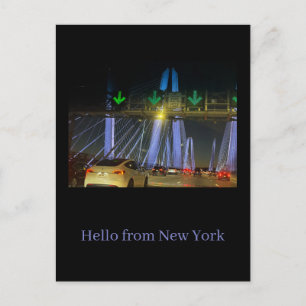 New York Lighted Bridge Postcard