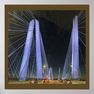 New York Lighted Bridge Poster