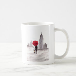New York love couple with red umbrella Coffee Mug