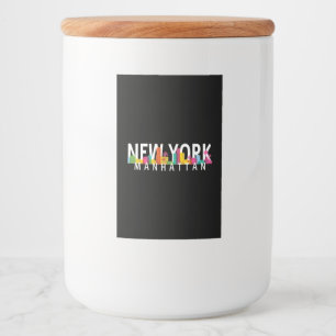 New York Manhattan skyline with palms Food Label