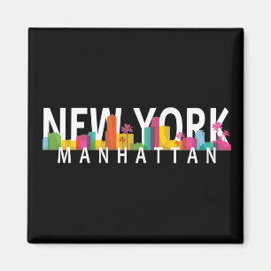 New York Manhattan skyline with palms Magnet