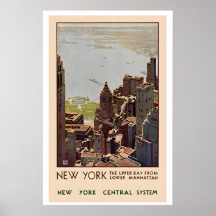 New York Manhattan United States Vintage Travel Poster