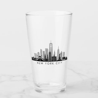 NEW YORK Manhatten USA City Skyline Silhouette Glass