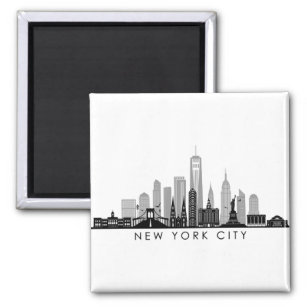 NEW YORK Manhatten USA City Skyline Silhouette Magnet