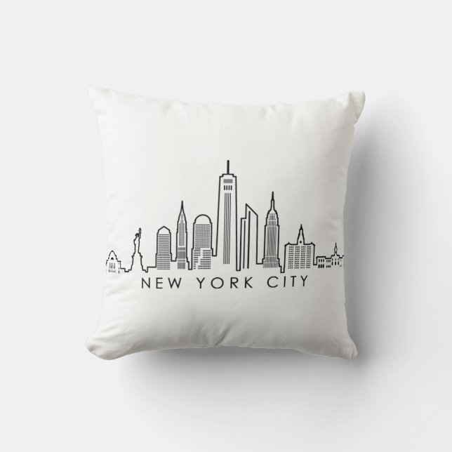 NEW YORK Manhatten USA City Skyline Silhouette Throw Pillow (Front)