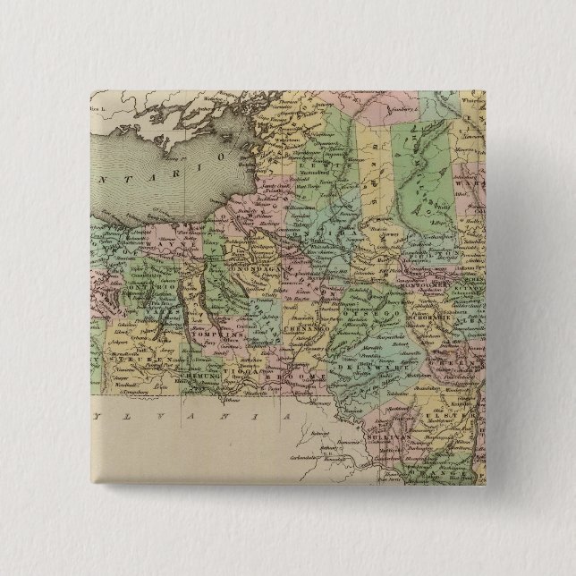 New York map 2 Inch Square Button (Front)