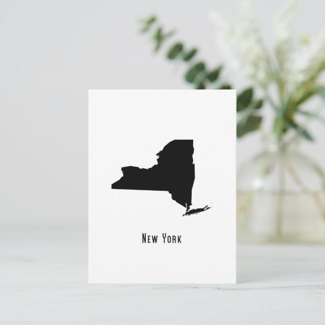 New York Map - Black and White Modern New York Map Postcard (Standing Front)