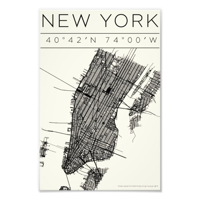 New York Map Poster – Minimal Street Art (Devant)