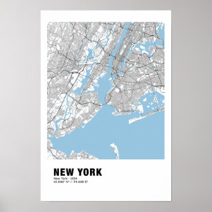 New York Map Poster - New York White Map
