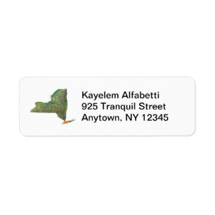 New York Map Return Address Label