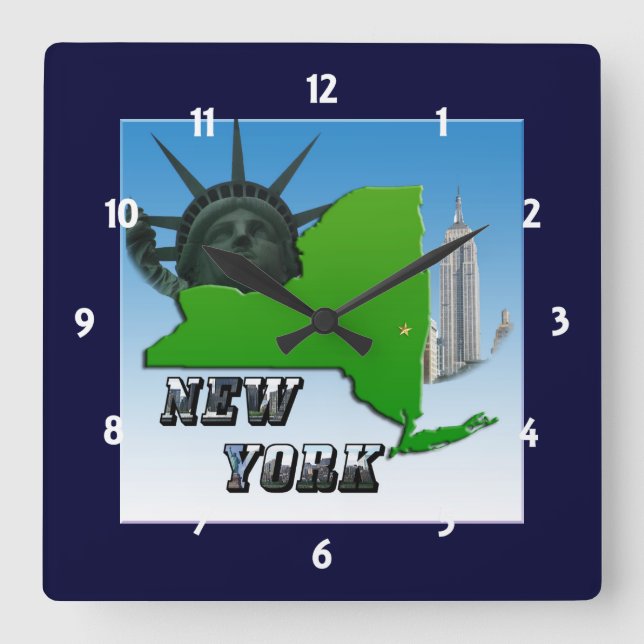 New York Map, Statue of Liberty, Monument Clock (Front)