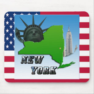 New York Map, Statue of Liberty, Monument Mouse Pad