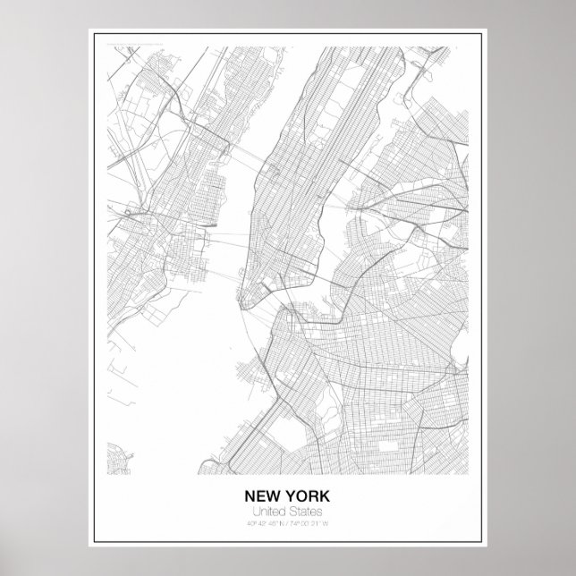 New York Minimalist Map Poster (Front)