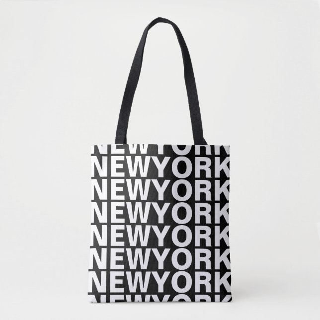 New York modern black and white typography fashion Tote Bag (Front)
