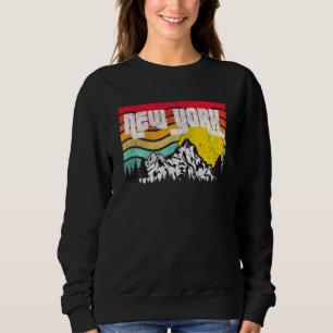 New York Mountains Adirondacks Forests Vintage Sun Sweatshirt
