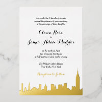New York New York Gold Foil Invitation