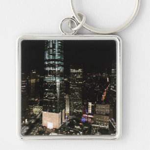 New York Night Downtown Manhattan Skyline NYC Keychain