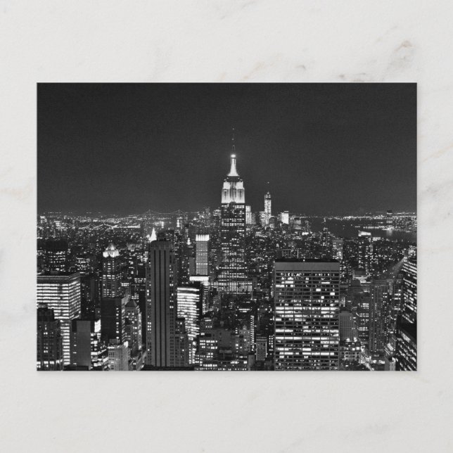 New York night skyline in black and white Postcard (Front)