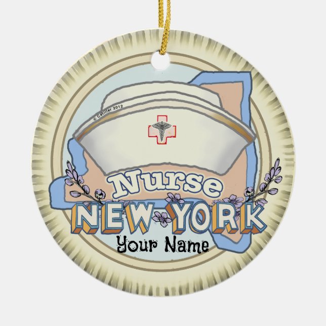 New York Nurse Ceramic Ornament (Front)