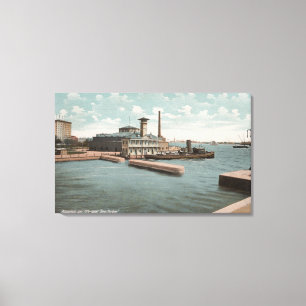 New York, NY - Aquarium and Fireboat "New Canvas Print