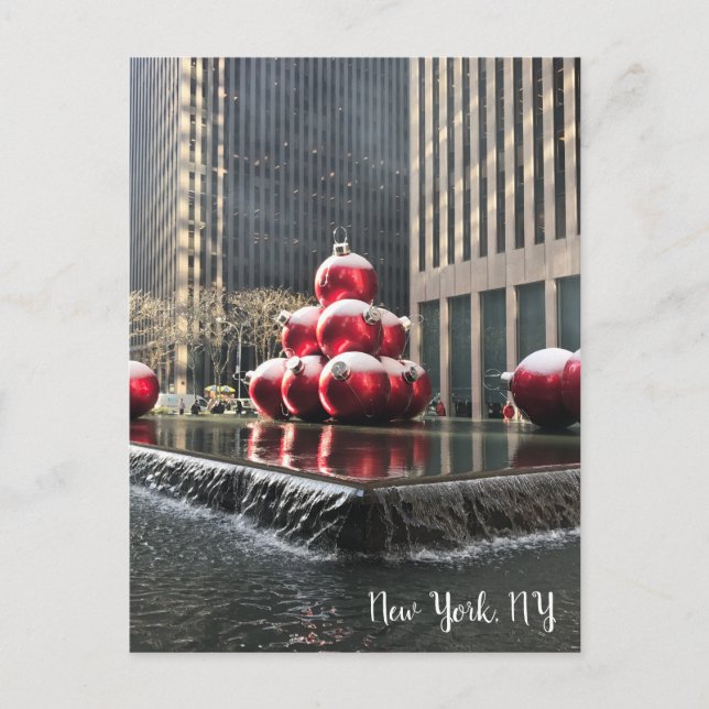 New York, NY Christmas Rockefeller Centre Photo Holiday Postcard (Front)