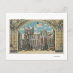 New York, NY - City College View of Flag Postcard