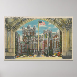 New York, NY - City College View of Flag Poster