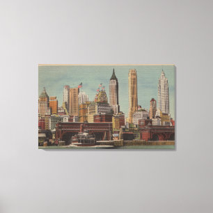 New York, NY - Downtown Skyline from Staten Canvas Print
