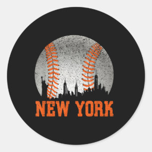 New York Ny Skyline Baseball Met At Gameday Classic Round Sticker