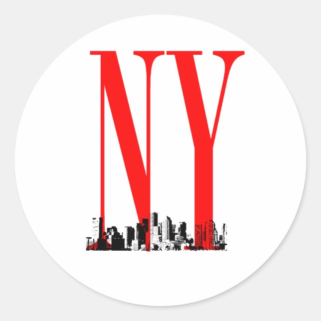 New York NY Skyline Logo Design Classic Round Sticker (Front)