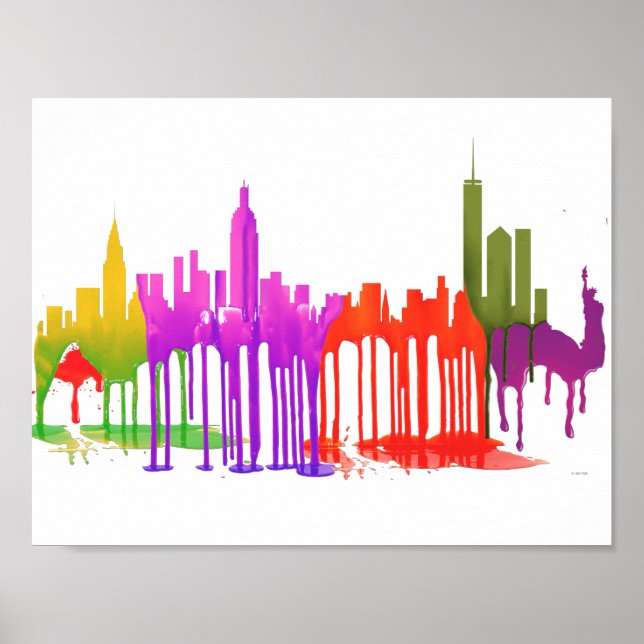 NEW YORK, NY SKYLINE PUDDLES - POSTER (Front)