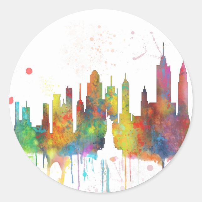 NEW YORK, NY SKYLINE - Round stickers (Front)